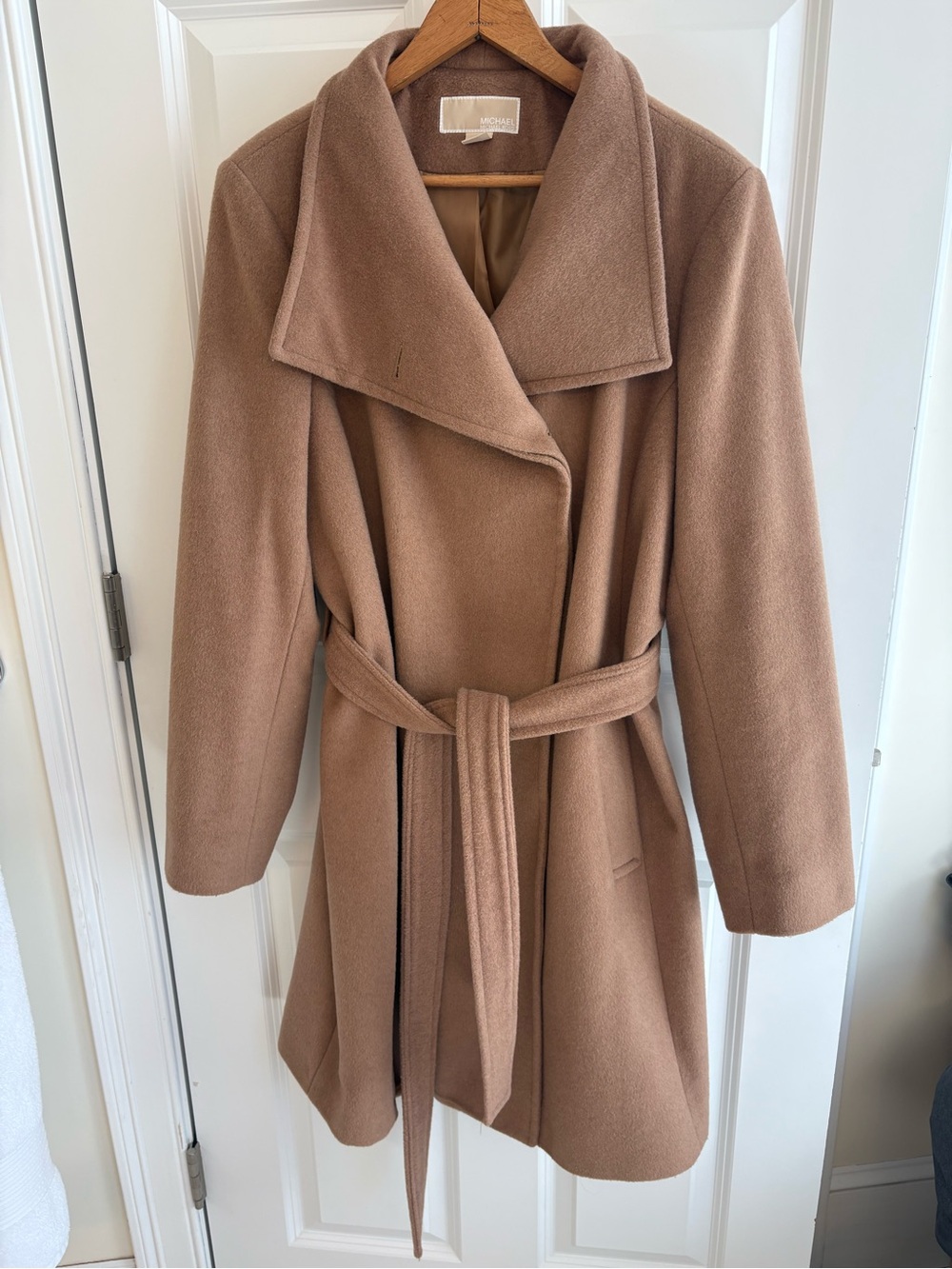 MICHAEL Michael Kors Women's Camel Belted Wool-Blend Coat